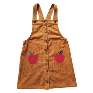 Closet Clear Out⚠️Orange Corduroy Dress with Apple Patches